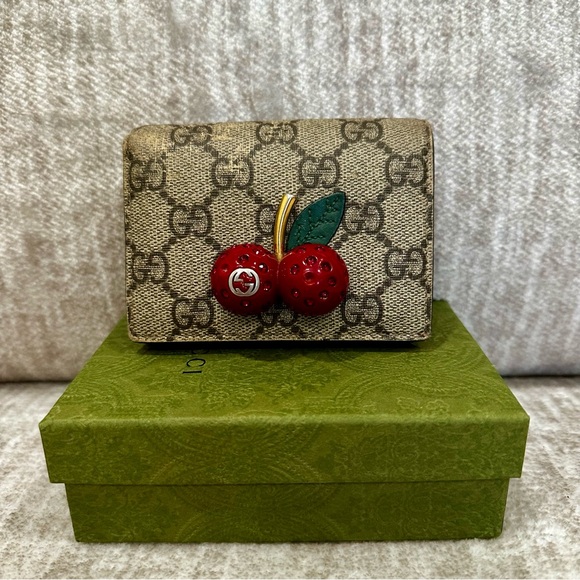 Gucci Handbags - ✨💎GUCCI💎✨ Rare GG Supreme Canvas Cherry Wallet with Box
